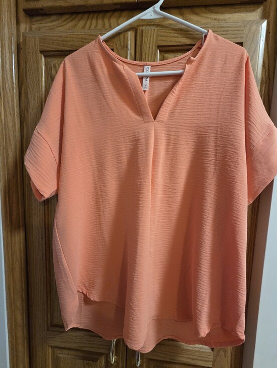Zenana Signature Tops - Relaxed Coral V-Neck Blouse
